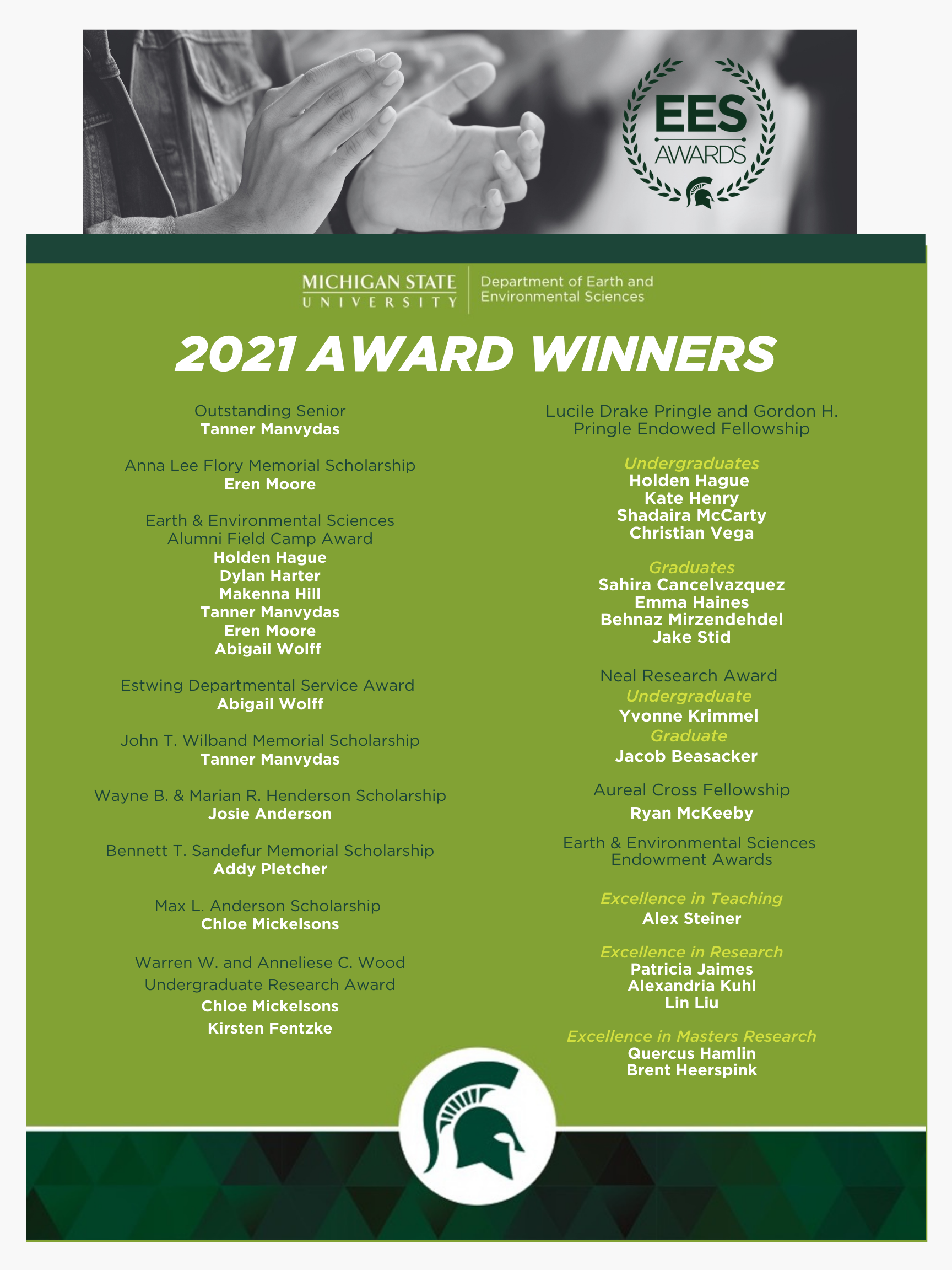 2021 Award Winners List Department of Earth and Environmental Sciences
